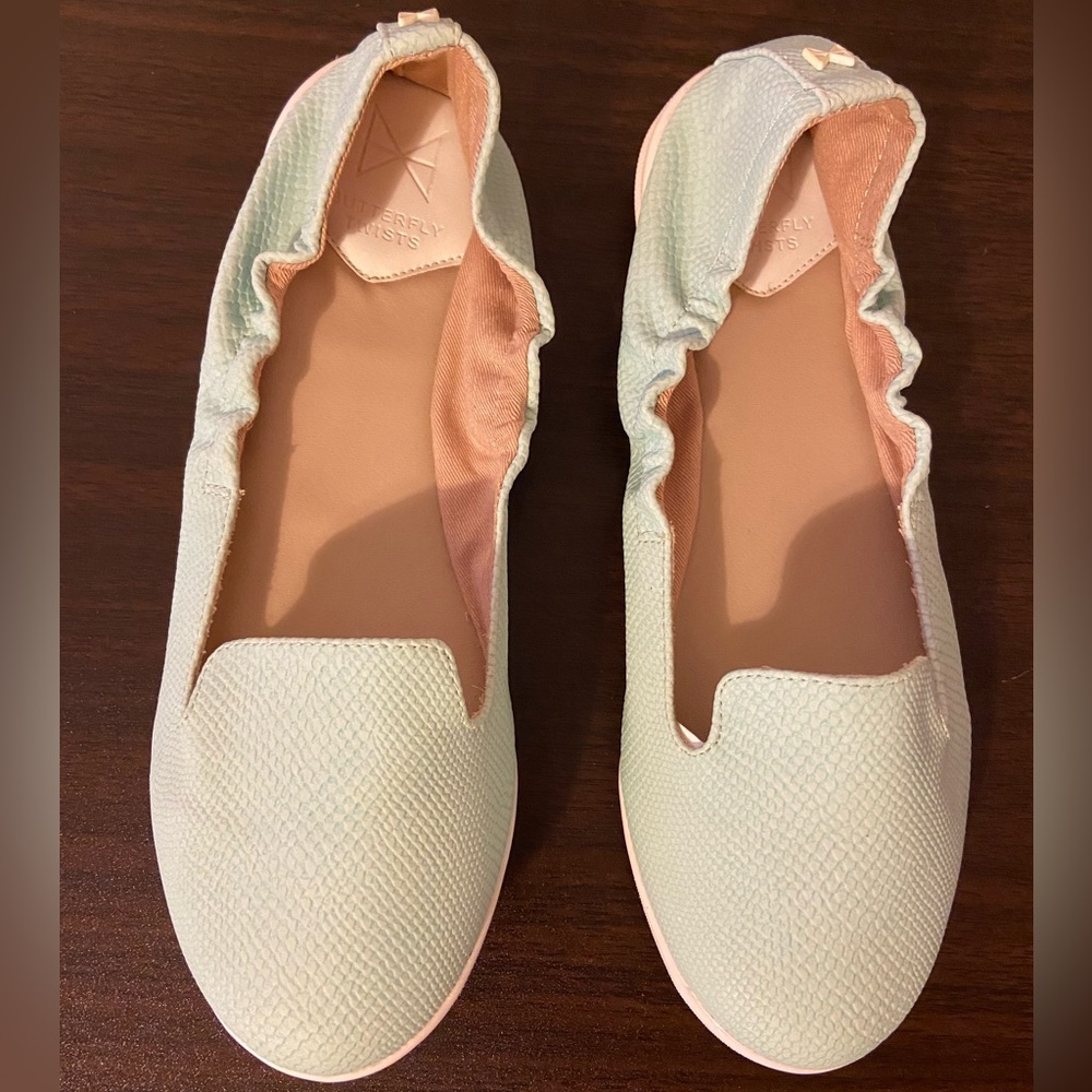Butterfly Twists Foldable Mint Green Ballet Flats Size 9 Brand New Comfy Vegan